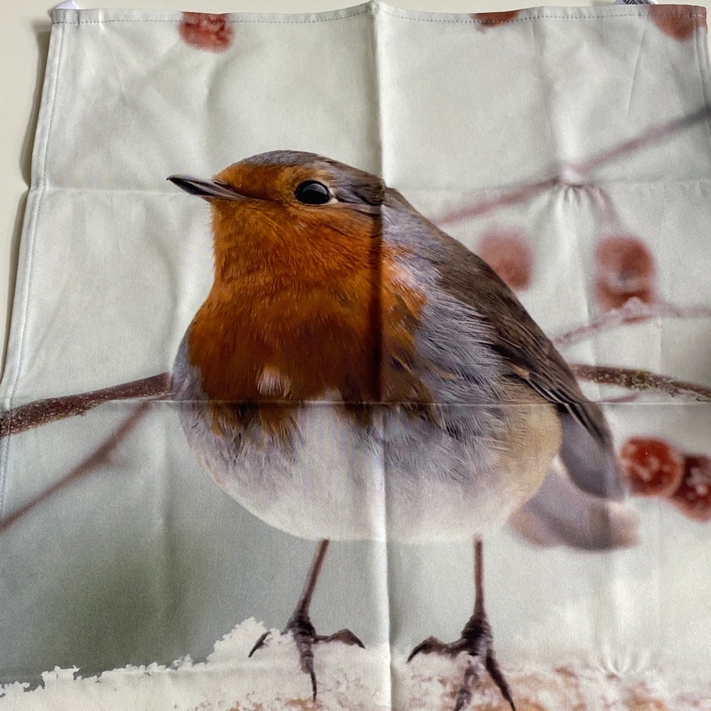 Winter Robin print tea towel Marks & Spencer’s UK New 100% cotton